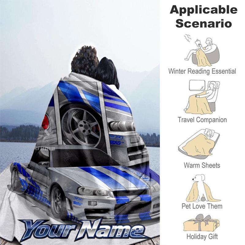 Custom Personalized Blanket Skyline GT-R Soft Throw Blanket, Suitable for Family and Friends, Sofa Blanket,Home Decor Christmas gift