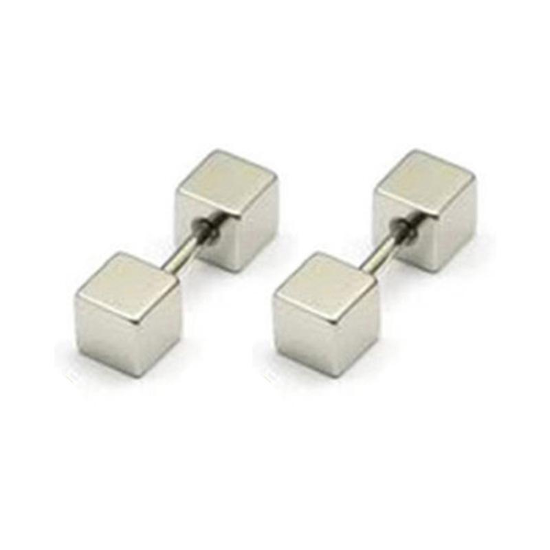 2 шт. Геометрические двусторонние квадратные серьги-гвоздики Для женщин/мужчин Винтовой тонкий штифт из нержавеющей стали Маленькая серьга-гвоздик в ухо Украшение для ушного хряща 4mm