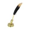 PATIKIL Feather Ballpoint Pens, Bulk Pack of 5 with Refills, Metal Pen Holder, Black Ink, Vintage Quill Pen for Office Work, Wedding Signage, Black