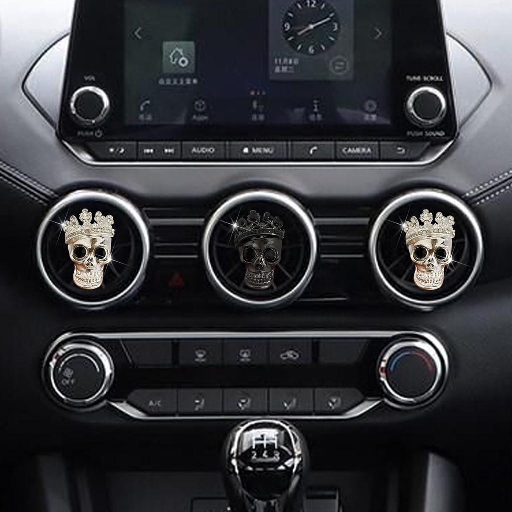 Retro Metal Skull Car Air Vent Perfume With Water Drill Skull Car Perfume