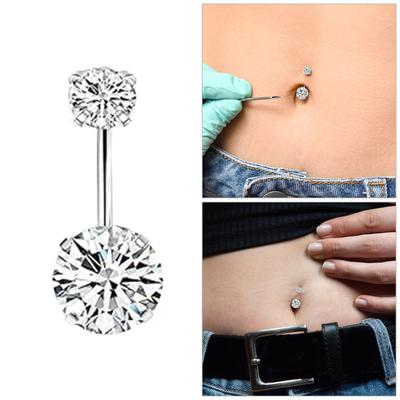3 Piece Belly Ring Set Cubic Zirconia Surgical Steel Body Jewelry For Daily Wear