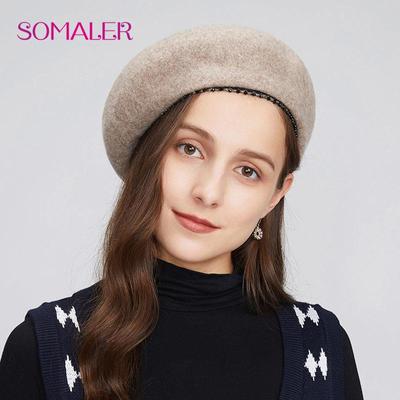 Wolle Frenxh Baskenmütze Hüte für Frauen Elegante Ornamente Damen Baskenmütze Beanie Winter Herbst Baskenmütze für Frauen