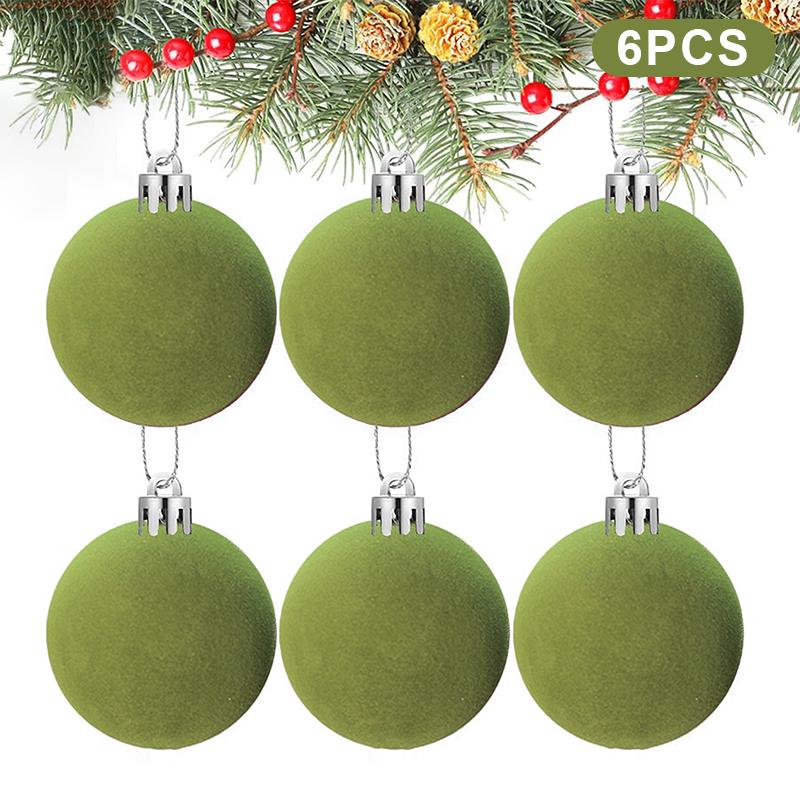 6Pcs 4/5/6/8CM Flocked Christmas Balls Christmas Decorations Hanging Balls Christmas Tree Ornaments