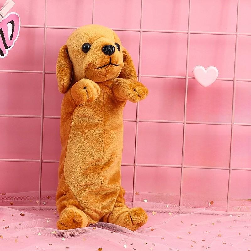 Dog Plush Pencil Case For Kids Large Capacity Creative Cartoon Animal Organizer Gift For Students
