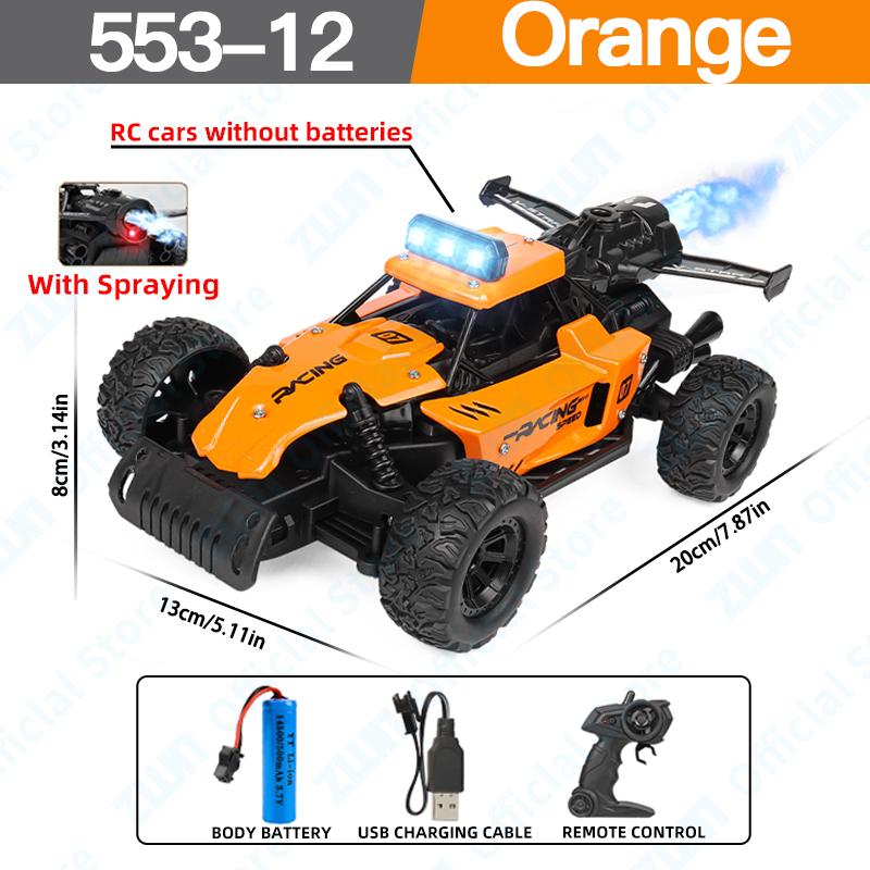 ZWN 1:18 2.4G RC Car With LED Light Alloy Light Spray 2WD Off-road Remote Control Climbing Vehicle Outdoor Cars Toy Gift for Kid
