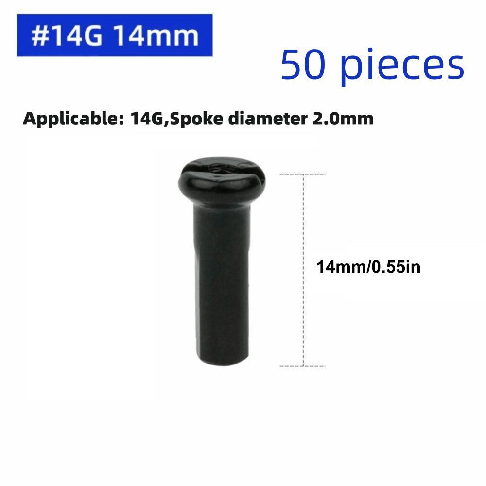50PCS 14G Compatible Bike Spoke Nipples 14mm Length Spoke Nipples Durable Spoke Cap
