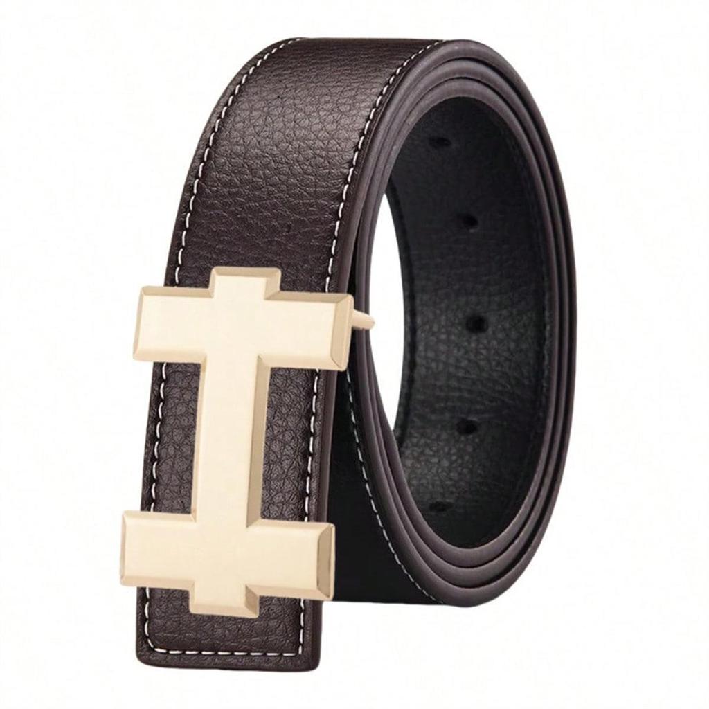 Neuer Herren-Gürtel aus Lychee-Körnerleder mit H-Schnalle - Stilvoll und vielseitig für Freizeitkleidung