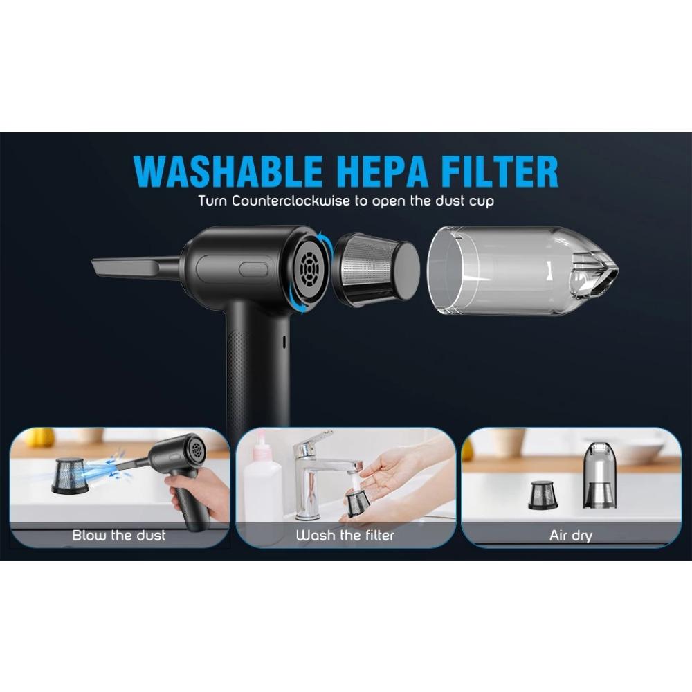 3 In 1 Compressed Air Duster for Keyboard Electric Air Blower Computer Cleaning Cordless Air Dust Cleaner for PC Crumbs Sofa Car