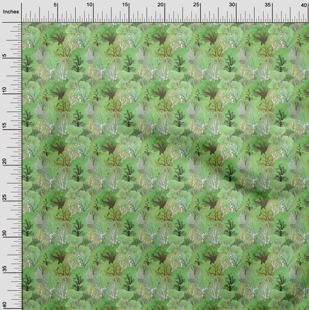 oneOone Cotton Poplin Green Fabric Autumn Craft Projects Decor Fabric Printed By The Yard 42 Inch