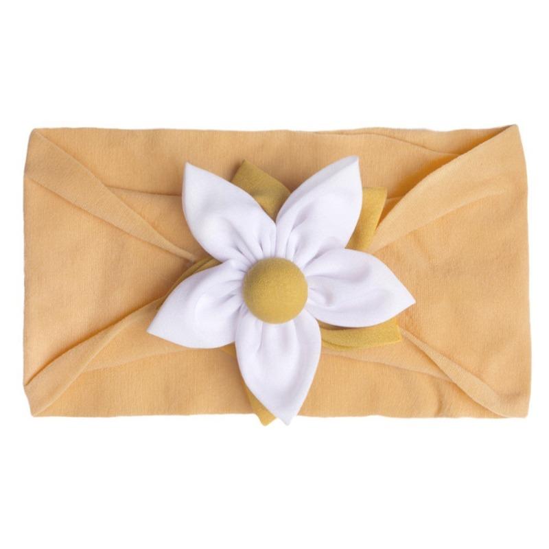 New children's headband, baby soft solid color flower nylon headscarf, thin breathable baby hair accessories