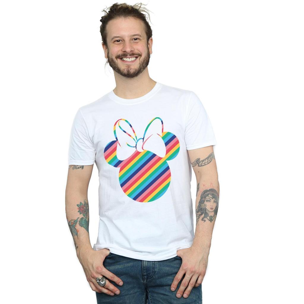 Disney Mens Minnie Mouse Rainbow Face T-Shirt