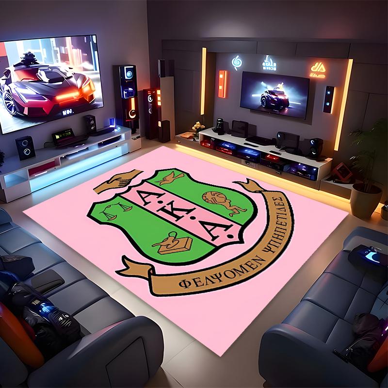 1pc AKA Logo Print Area Rug - Soft, Washable Non-Slip Indoor Mat for Office Chairs, Living Room, Home Office Decorative Rug