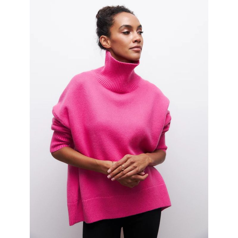 Fashion Women's New Loose High Collar Autumn and Winter Sweater Loose Fitting High Neck Sweater