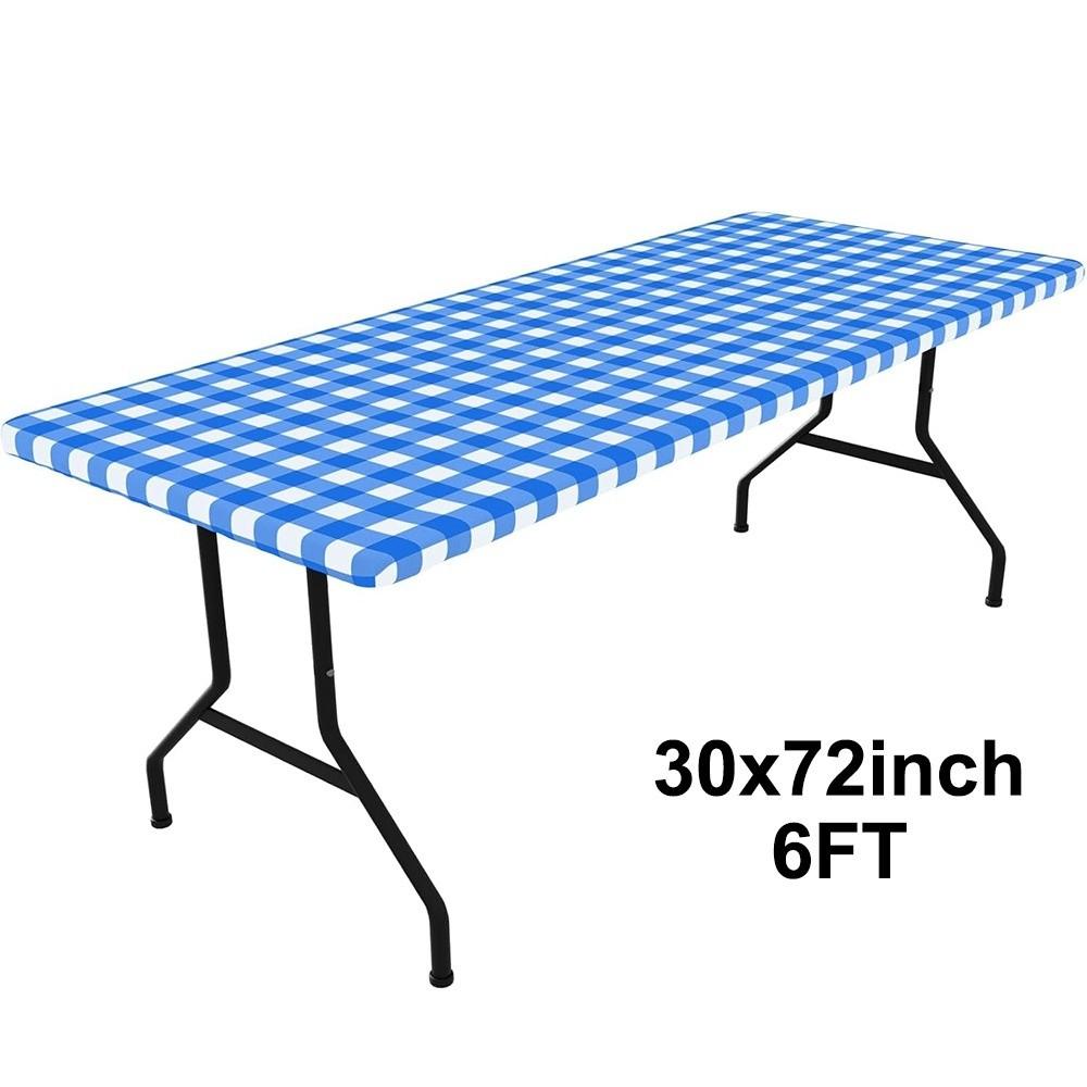 New 30x72inch Spandex Tablecloth 6FT Rectangle Oil-Proof Fitted Table Cover Waterproof Table Protector Dining Tables