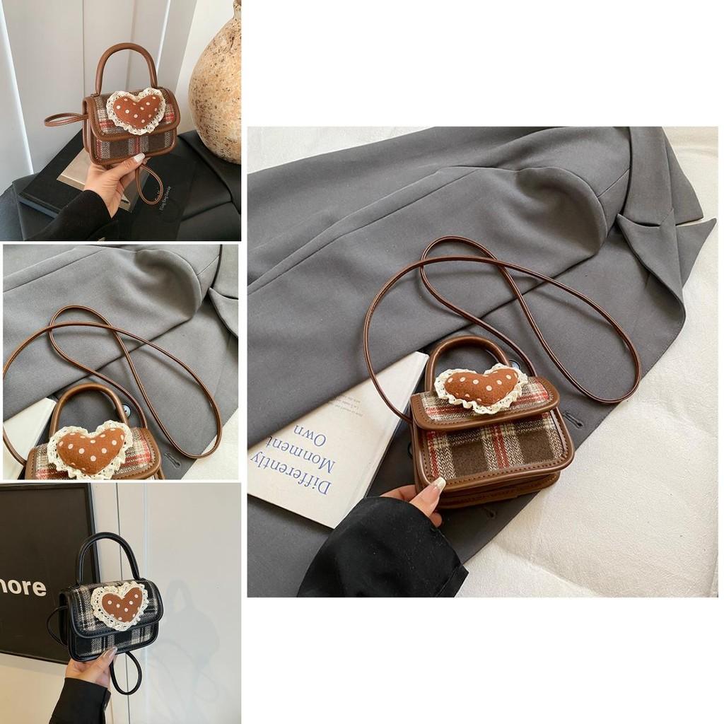 Cute Kids Girl Handbag Pu Material With Heart Lace Designer For Daily Use