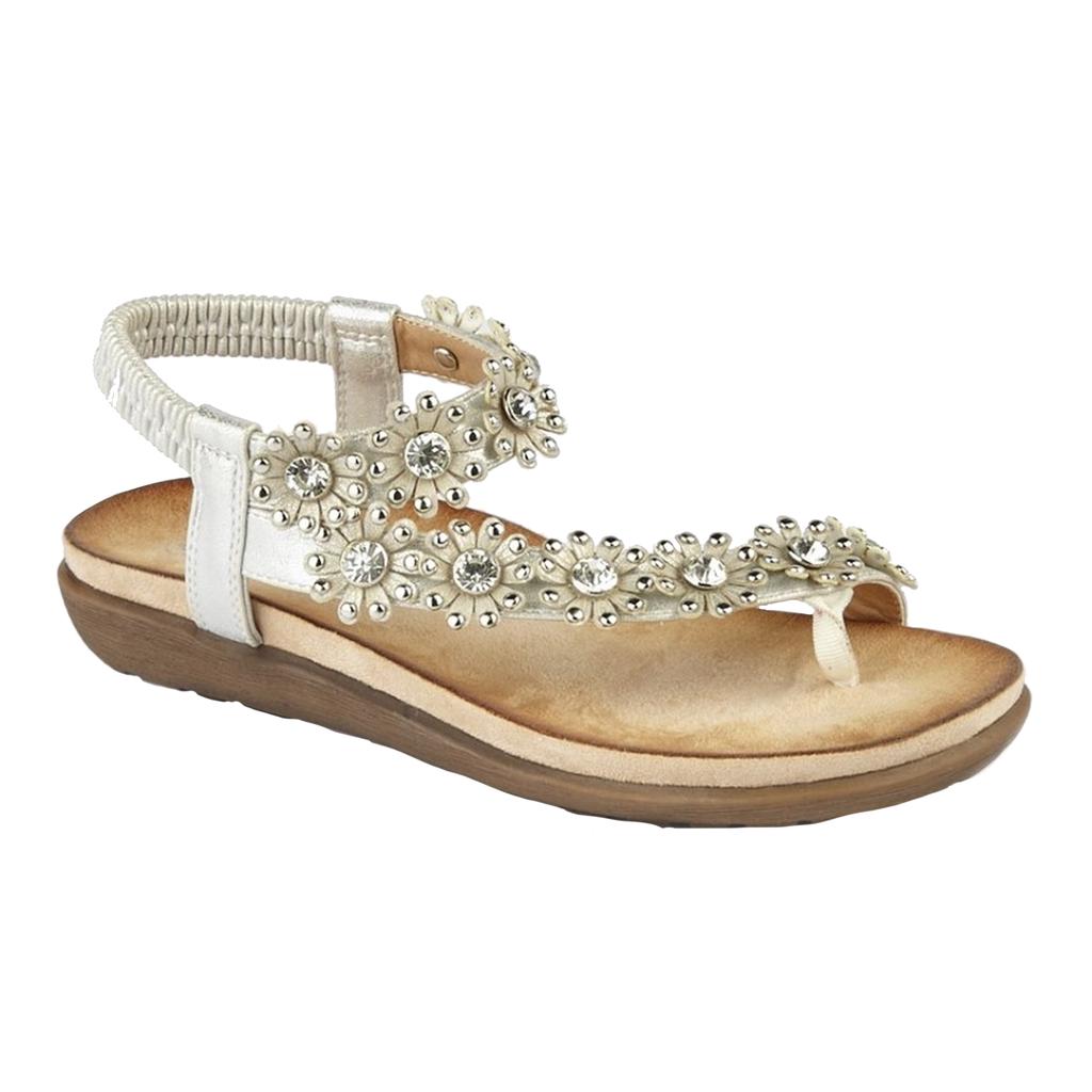 Cipriata Womens/Ladies Salva Toe Post Flower Design Sling Back Sandals