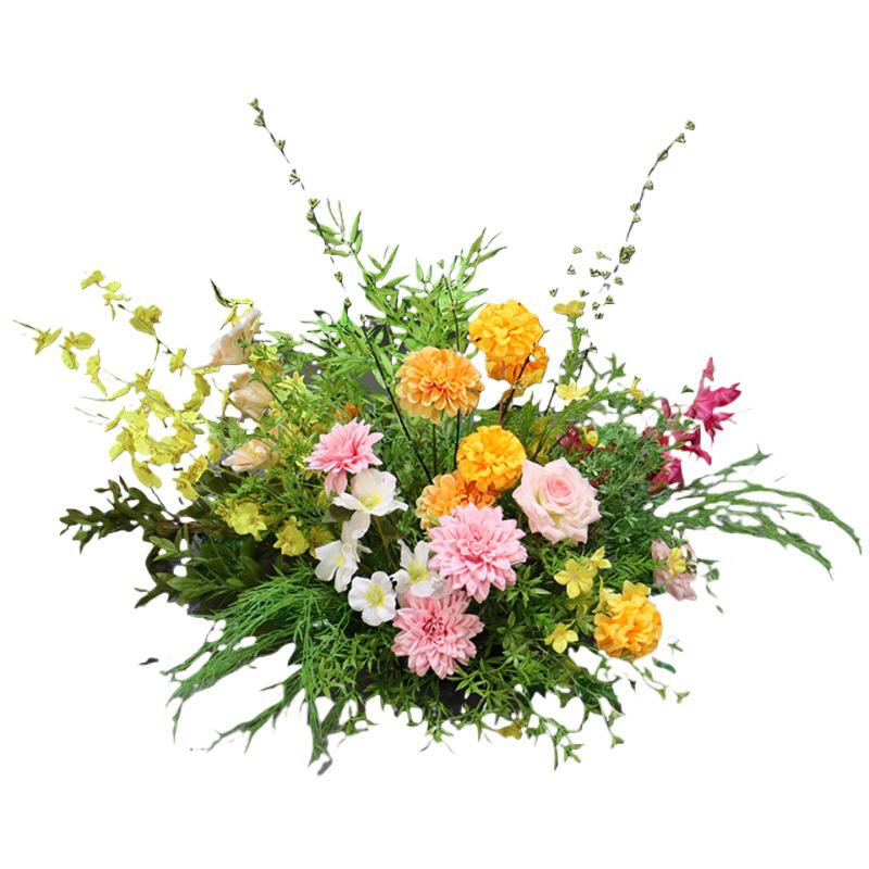 Dopamine Wedding Aisle Flowers: Monet Garden Style, Soft Decorative Flower Strip, Colorful Display.