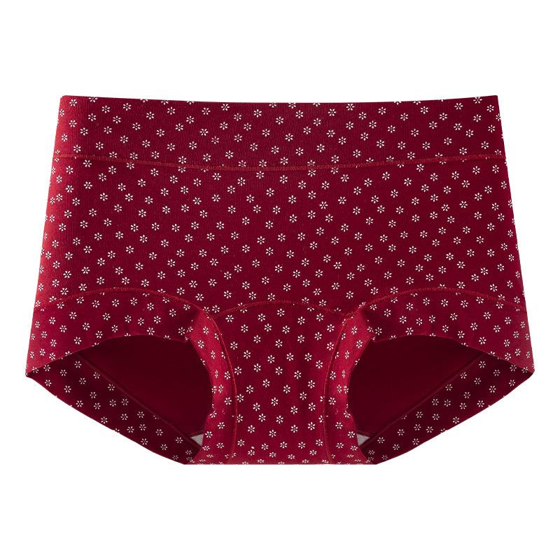 Big Size Lady Spring and Autumn Benming Year Red Pure Cotton 10A Antibacterial Extended Crotch Triangle Briefs