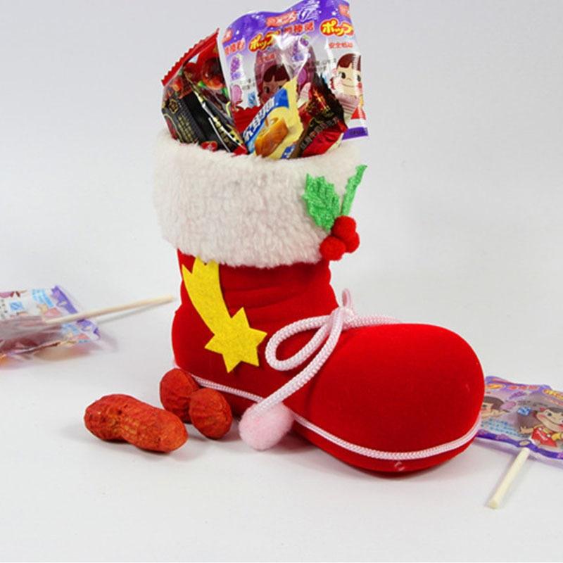 4 velikosti vánoční cukroví boty Santa Claus flockovací boty Punčochy Dekorativní cukroví dárková krabička
