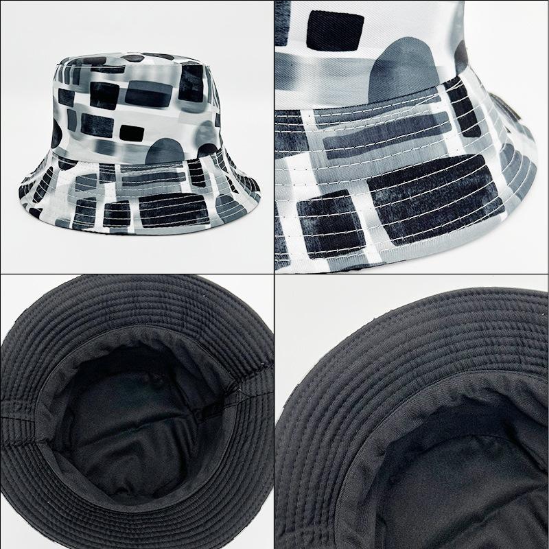 Printed Double Sided Fisherman Hat Outdoor Sun Protection Pot Hat Summer Thin Breathable Sun Hat Women