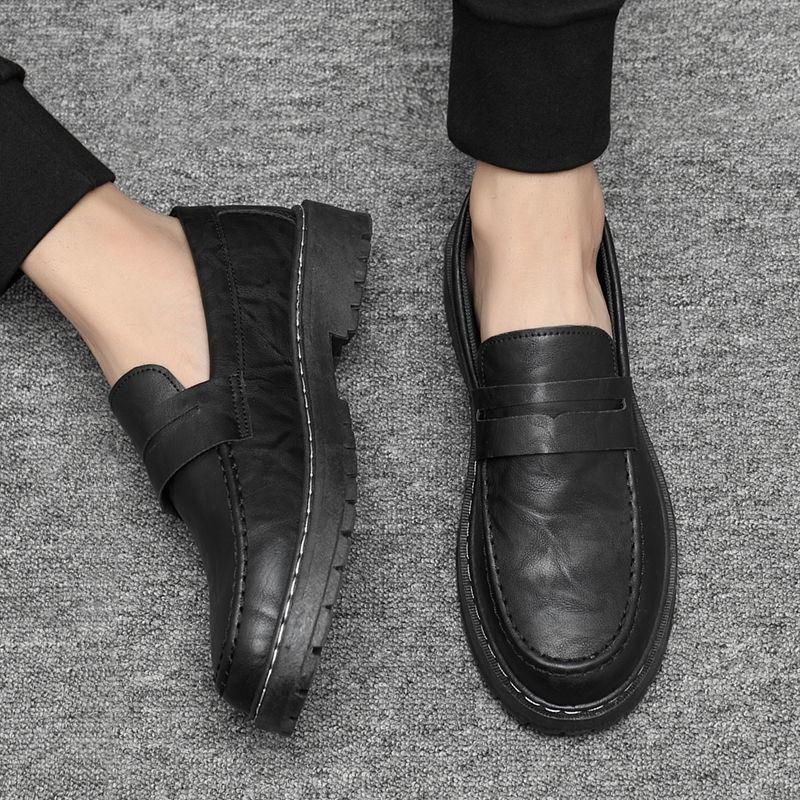 Sommer atmungsaktive Slipper Herren Britische Business Casual Lederschuhe Ein Pedal Lazy Beanie Schuhe Schwarz Anzug Lederschuhe