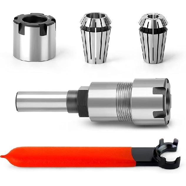 1/4 Inch Shank Router Bit Extension Collets ER20M Extender Chuck Converter Adapter, Convert 1/2-Inch & 1/4-Inch Shank Bits for Milling Lathe Tool