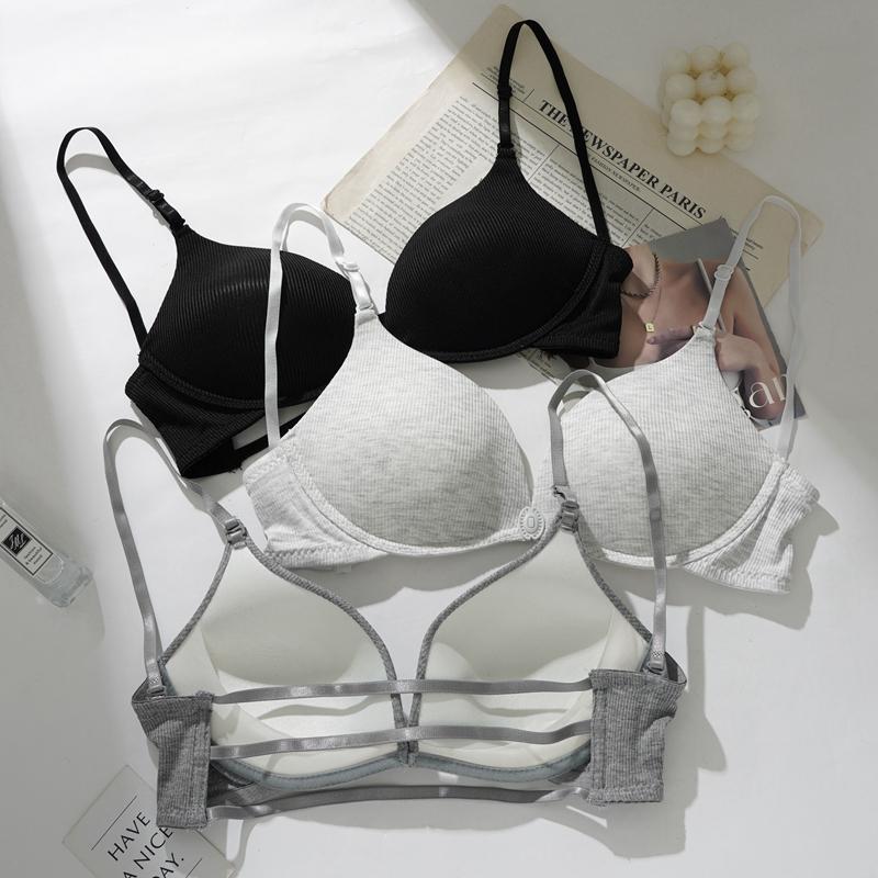 Women's Front Closure Push Up Bra Cross U Shaped Halter Neck Strapless Design Sexy Backless Comfortable Seamless Wireless Beauty Back
