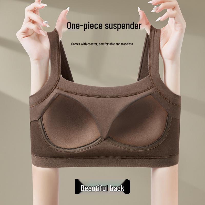 Camisole de Yoga Acolchoada Costas Nuas Uma Alça Feminina: Biquíni Tomara-que-caia Estilo Verão Anti-Exposição