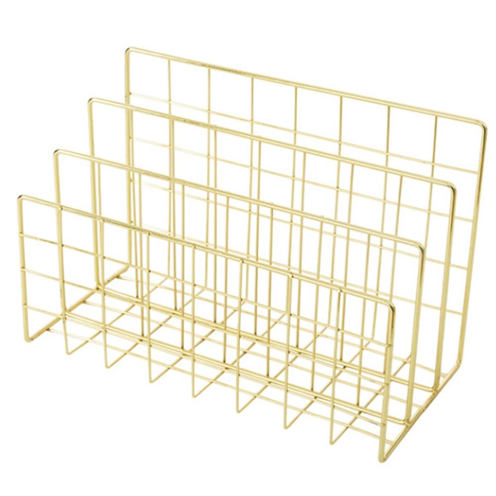 Three Grid Desktop Storage Rack L Shaped Mail Sorter Holder Bookcase Holder For Office Workers