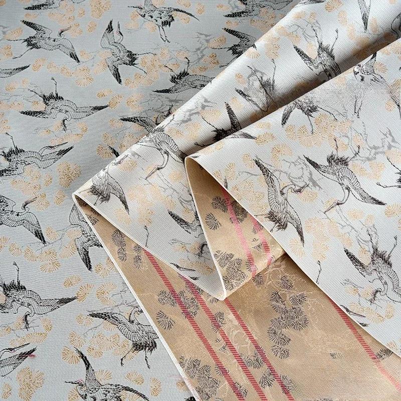 50x148cm Chiński Żuraw Wróżkowy Brokatowa Tkanina Żakardowa Płaszcz Kamizelka Spódnica Miękka Niegniotliwa Tkanina na Odzież Projektancką