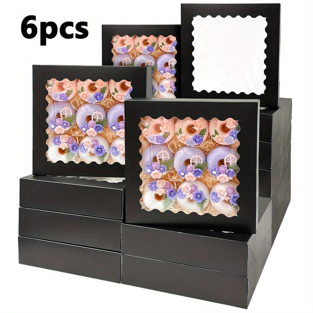 

6 шт. бумажных подарочных коробок с окошком, коробки для сладостей, автоматически выдвигающиеся, легко собираемые, подарочные упаковочные коробки для вечеринок на День святого Валентина, свадеб, юбилеев, вечеринок 6pcs чёрный