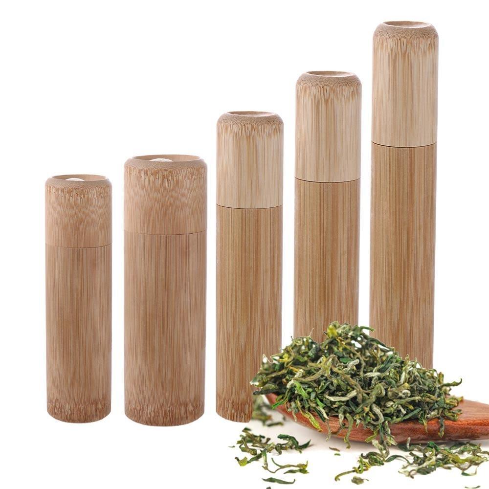 Natural Eco-friendly With Lid Jar Handmade Bamboo Organizer Container Tea Canister Storage Box