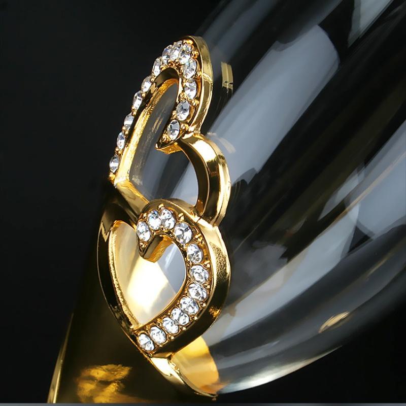 Kristall-Champagnergläser, Hochzeitskelche, Rotweingläser, europäische Sektgläser für den Haushalt, goldene Gläser