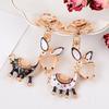 Keychain Sparkling Rhinestones Inlaid Donkey Design Keychain Pendant Enamel Oil Drip Process Smooth Edges Spring Buckle Key Holder Backpacks Accessory