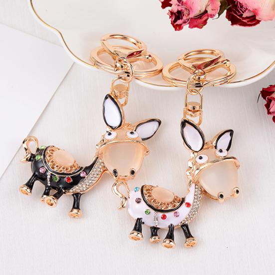 Keychain Sparkling Rhinestones Inlaid Donkey Design Keychain Pendant Enamel Oil Drip Process Smooth Edges Spring Buckle Key Holder Backpacks Accessory