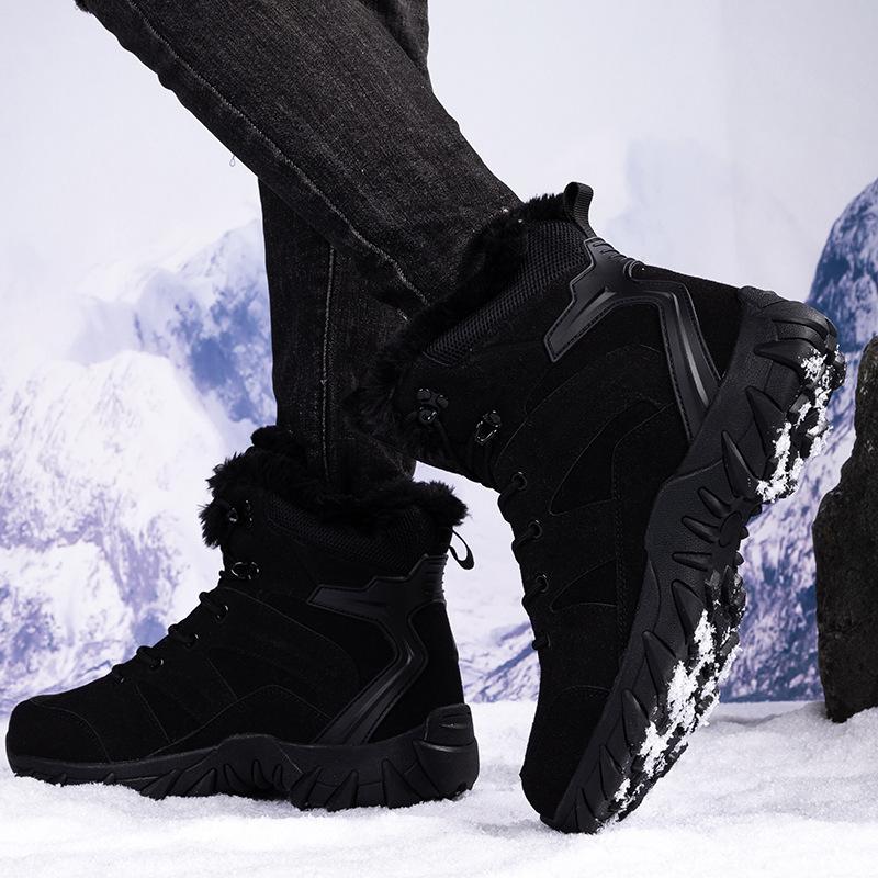 Large size military boots men's velvet thermal snow boots outdoor hiking boots men's combat boots high top field boots