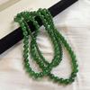 New Chinese ingot buckle green glazed bead necklace temperament collarbone chain Internet celebrity retro necklace women