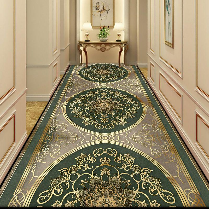 European Golden Long Corridor Carpet Luxury Decoration Home Stairs Runner Non-slip Rugs Villa Lobby Entryway Mat Customizable