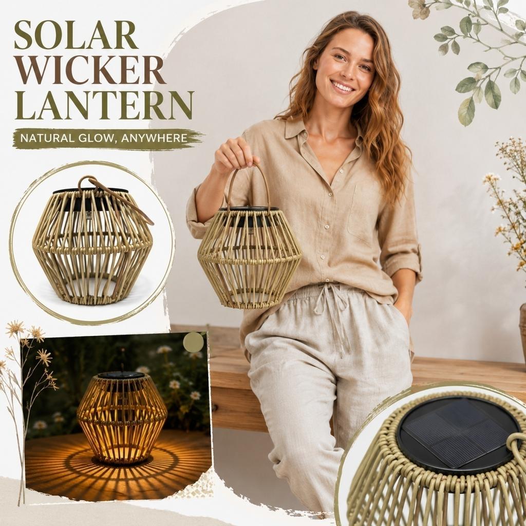 Solarbetriebene Außenlaterne Handgeflochtenes Rattan Tragbares Campinglicht Gartendekorationslampe für Terrasse Hof Landschaftsbeleuchtung