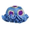 Hand Crochet Bucket Hat with Ruffled Edge Warm Fisherman Hat Ethnic Flower Hat Headwear for Women Winter Elegances