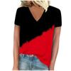 T-shirt Women's Summer Casual Elegant V-neck Short Sleeve Simple Gradient Pattern 3D Top Loose Casual Wear Ladies T-shirt