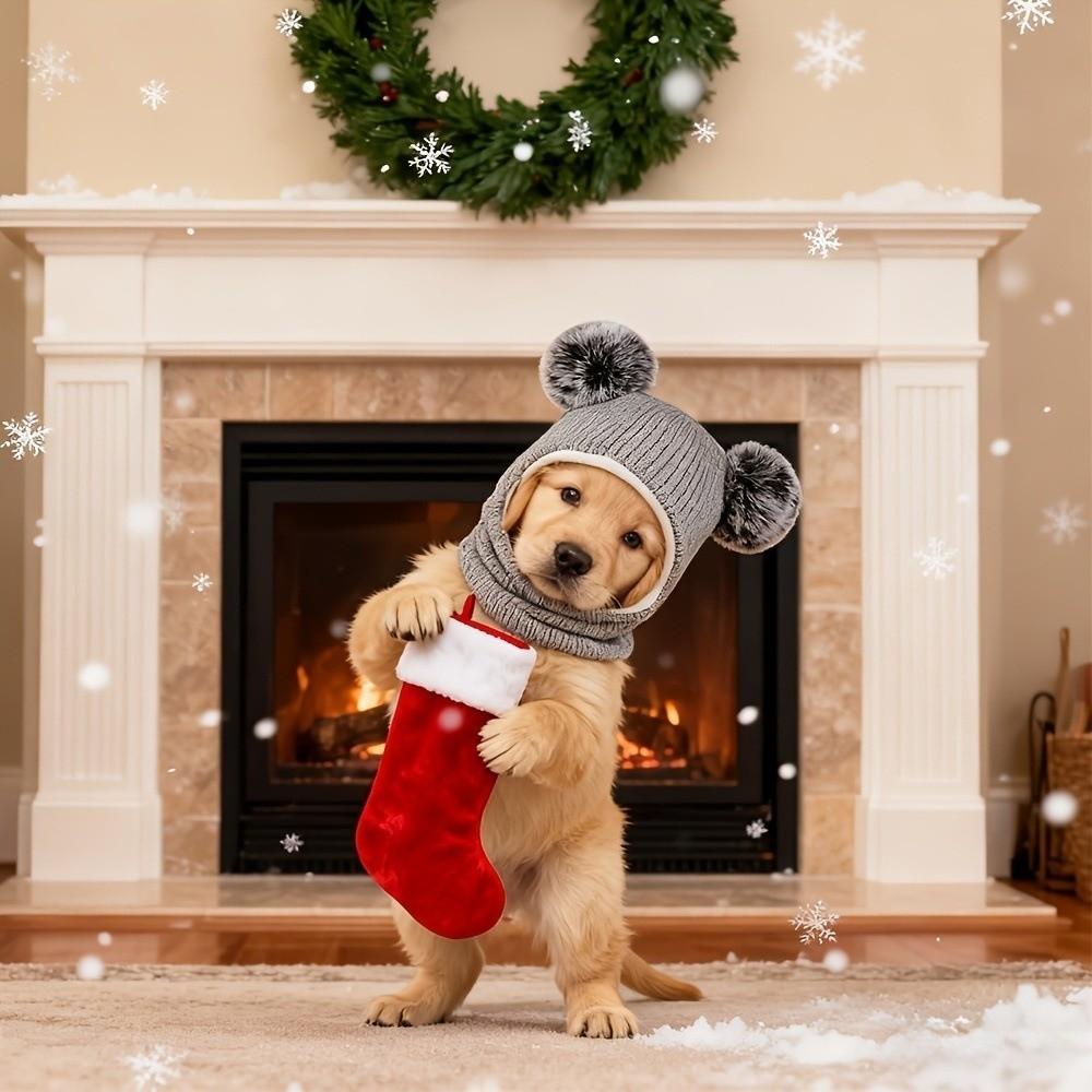 Windproof Dog Warm Hat Soft Pet Headwear Ear Flaps Cat Knit Cap Winter