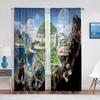 Castle In The Sky Fantasy Scenery Tulle Voile Curtain for Living Room Bedroom Kitchen Chiffon Sheer Window Treatment Decorations
