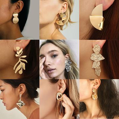 New Personality Metal Drop Earrings for Women Irregular Exaggerated Gold Color Geometric Hollow Butterfly Earrings Pendientes