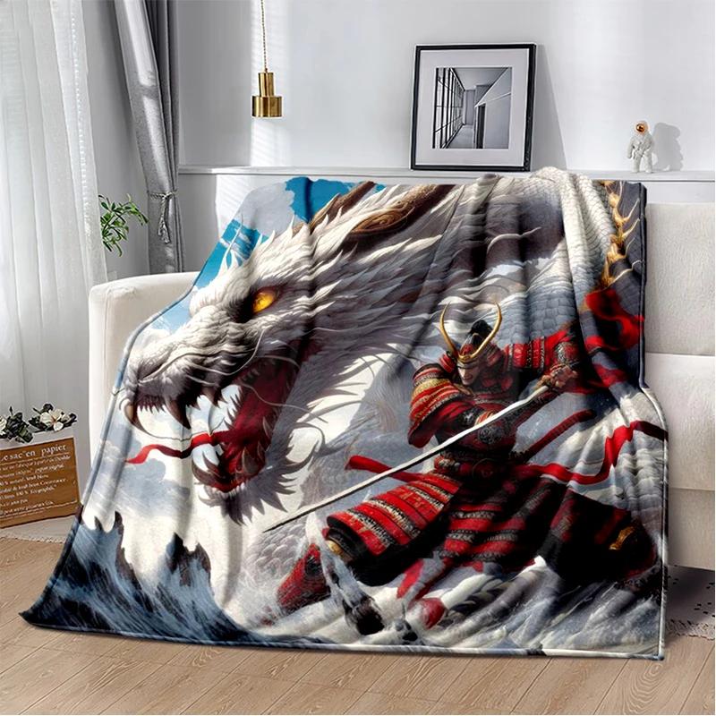 3D Japanischer Samurai Bushido Katana Cartoon Spiel Decke, Weiche Kuscheldecke für Zuhause Schlafzimmer Bett Sofa Reise Picknick Abdeckung Kinder