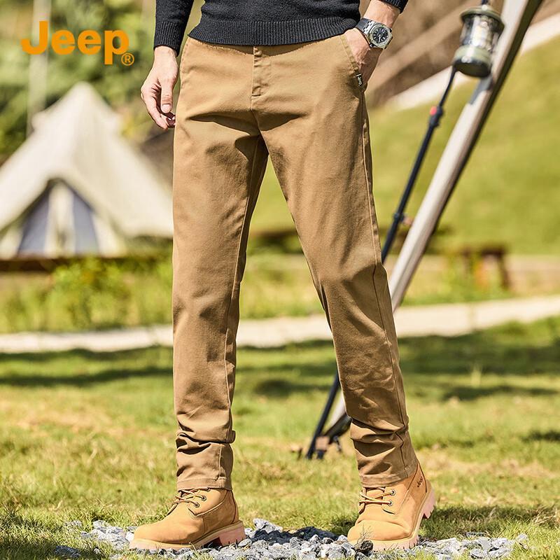 

Jeep Men s Cotton Blend Casual Straight Trousers 34