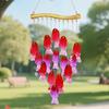 Iron Wind Chimes With Colored Glass For Garden Fish Leaf Design Outdoor Decor Hanging Ornament