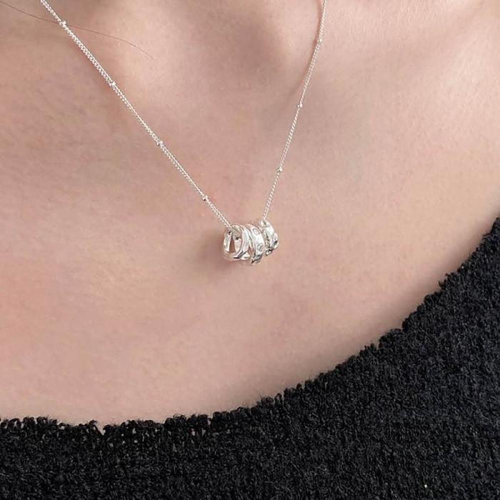 92.5 Silver Three Ring Necklace (7022307)