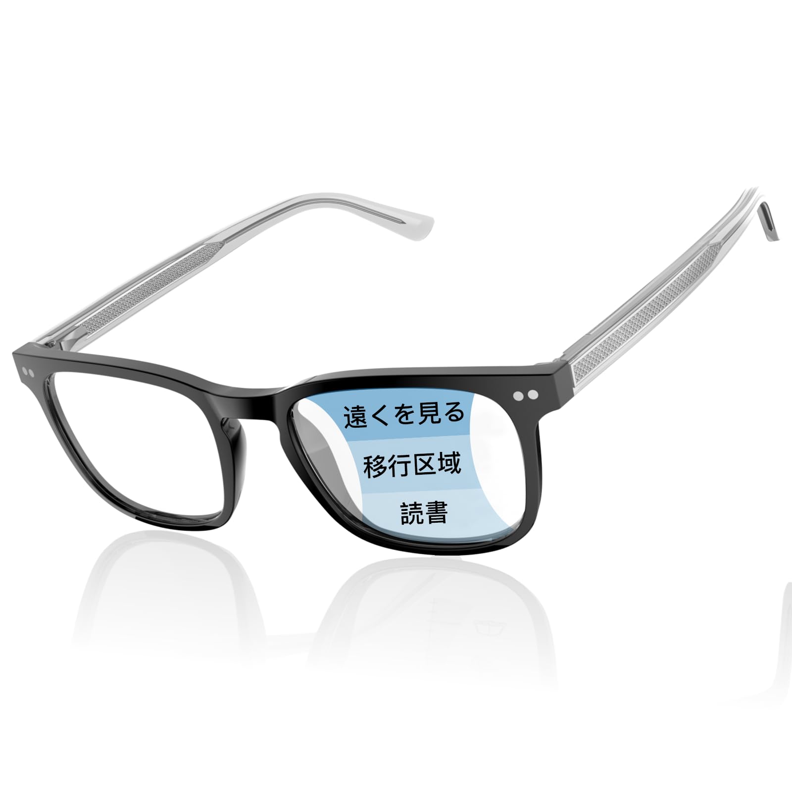 

Мультифокальные прогрессивные линзы для чтения Прогрессивные мультифокальные пресбиопия Синий свет для чтения Полный комплект с частотой [JIMMY ORANGE] Очки, легкие, чёрный