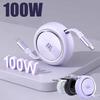 1M 100W Fast Charging Type C Cable Retractable USB C To USBC Data Cord for 15 Pro Max 15Plus Samsung Huawei